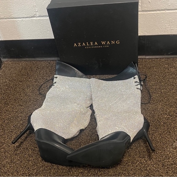 Azalea Wang Jaclyn Embellished stiletto Black Boots SZ. 10 - Picture 7 of 9